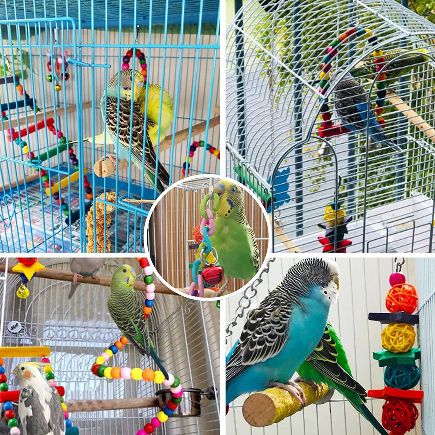 7-Piece Wooden Parrot Chew Toy Set