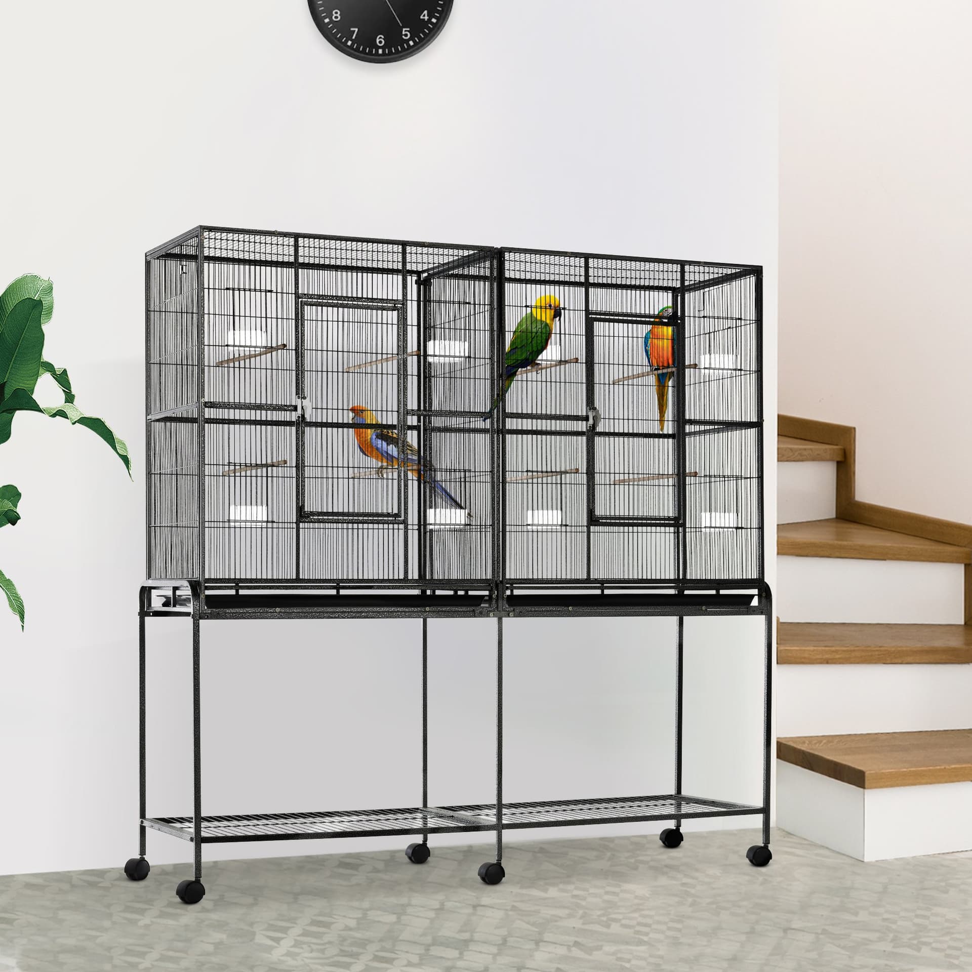 65-Inch Rolling Bird Cage with Storage Shelf