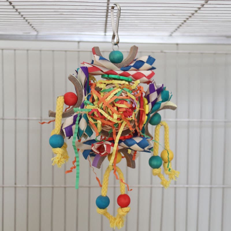 Colorful Vine Ball and Paper Tube Parrot Shredding Toy