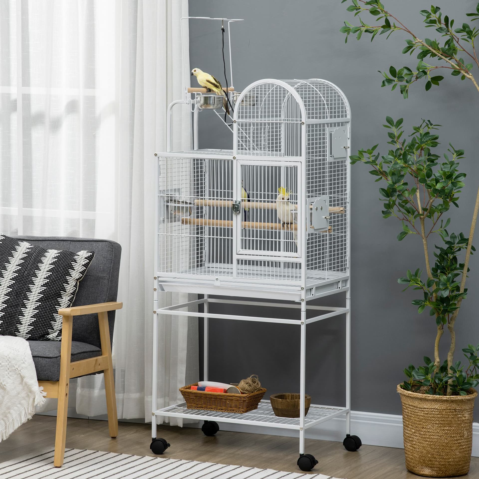 55-Inch Rolling Parrot Cage with Play Top