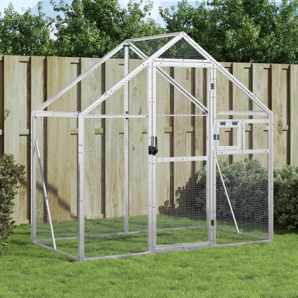 179 cm Aluminum Outdoor Aviary, Silver and Anthracite