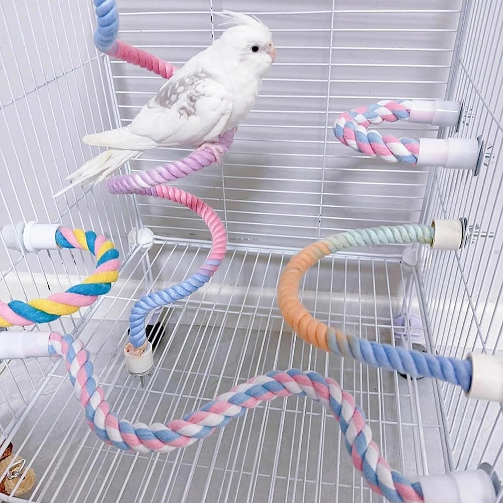 Bendable Gradient Rope Perch for Small Parrots