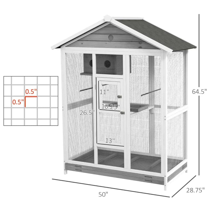 Wooden Outdoor Flight Cage with Perches and Tray
