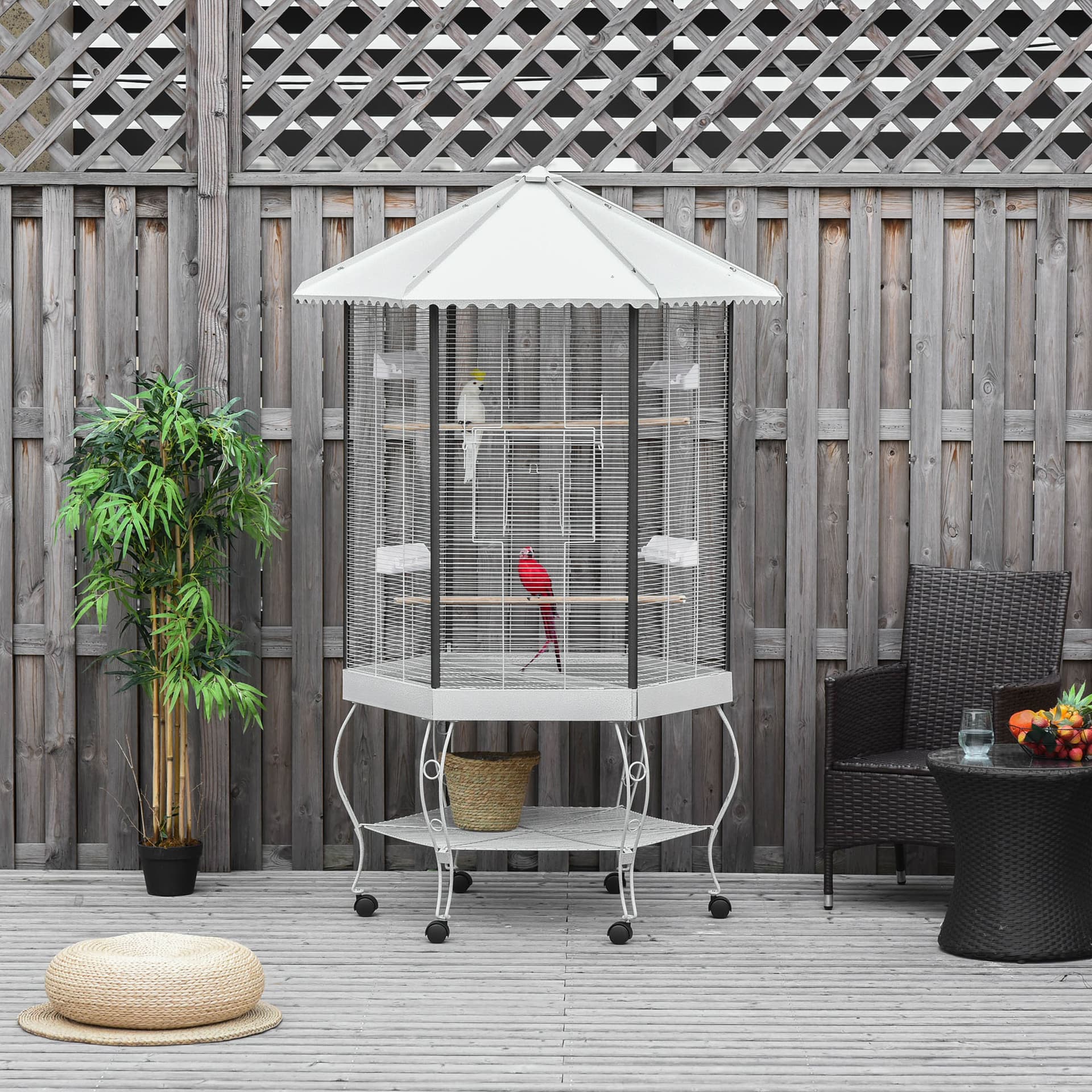 77-Inch Hexagon Rolling Bird Cage