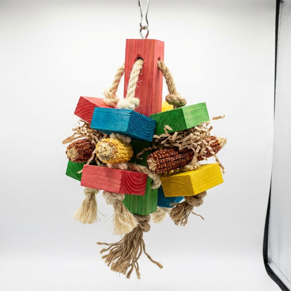 Natural Pine Block Chew Toy for Medium and Large Parrots